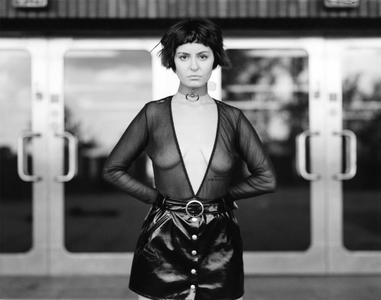 vika in front of the doors